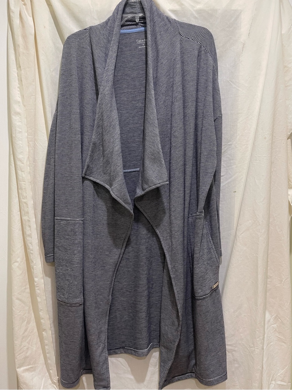 “Calvin Klein” Soft Draped Open-Front Robe - Heather Blue - Like New